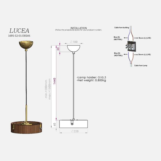 Lucea Degas Tekli Antik Lak Sarkıt Avize 1xGx5.3