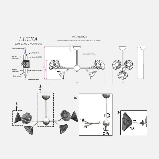 Lucea Novavera 6'Lı Krom Sıralı Avize 6xG9