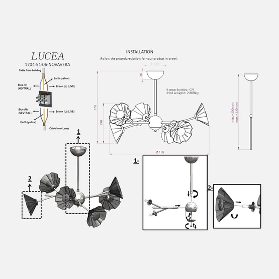 Lucea Novavera 6'Lı Krom Avize 6xG9