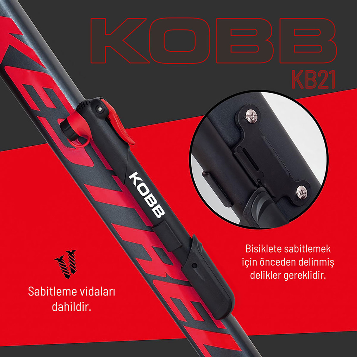    KOBB KB21 87 PSI Bisiklet Lastik Şişirme Taşınabilir Mini El Pompası 