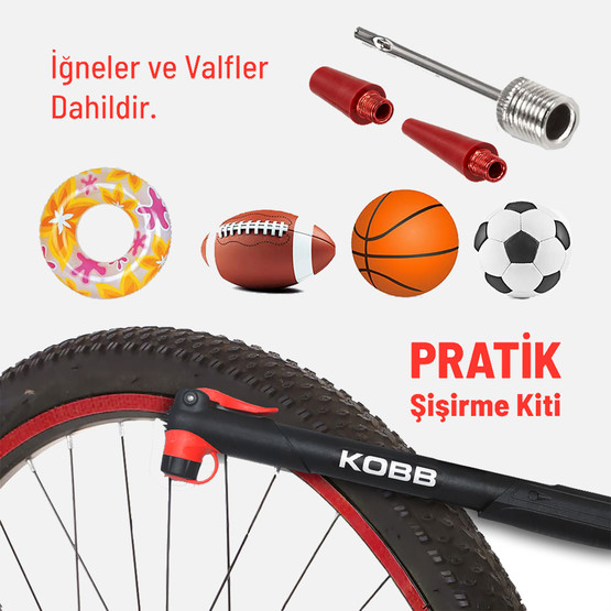 KOBB KB21 87 PSI Bisiklet Lastik Şişirme Taşınabilir Mini El Pompası
