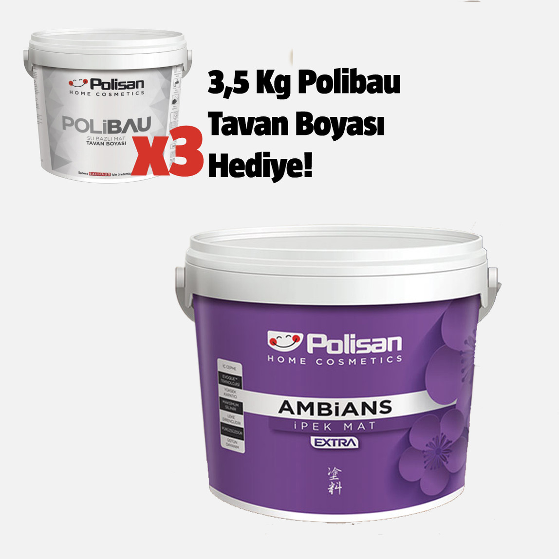    Polisan 15L Ambians Extra İpek Mat Marjinal Gri Ci7602 İç Cephe Boyası 