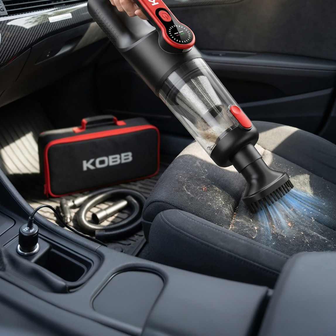   KOBB KBV20 12Volt/ Li-ion Şarjlı Kömürsüz Motor Hibrit Araç Süpürgesi (8 Parça Aksesuar Seti ve Taşıma Çantası) 