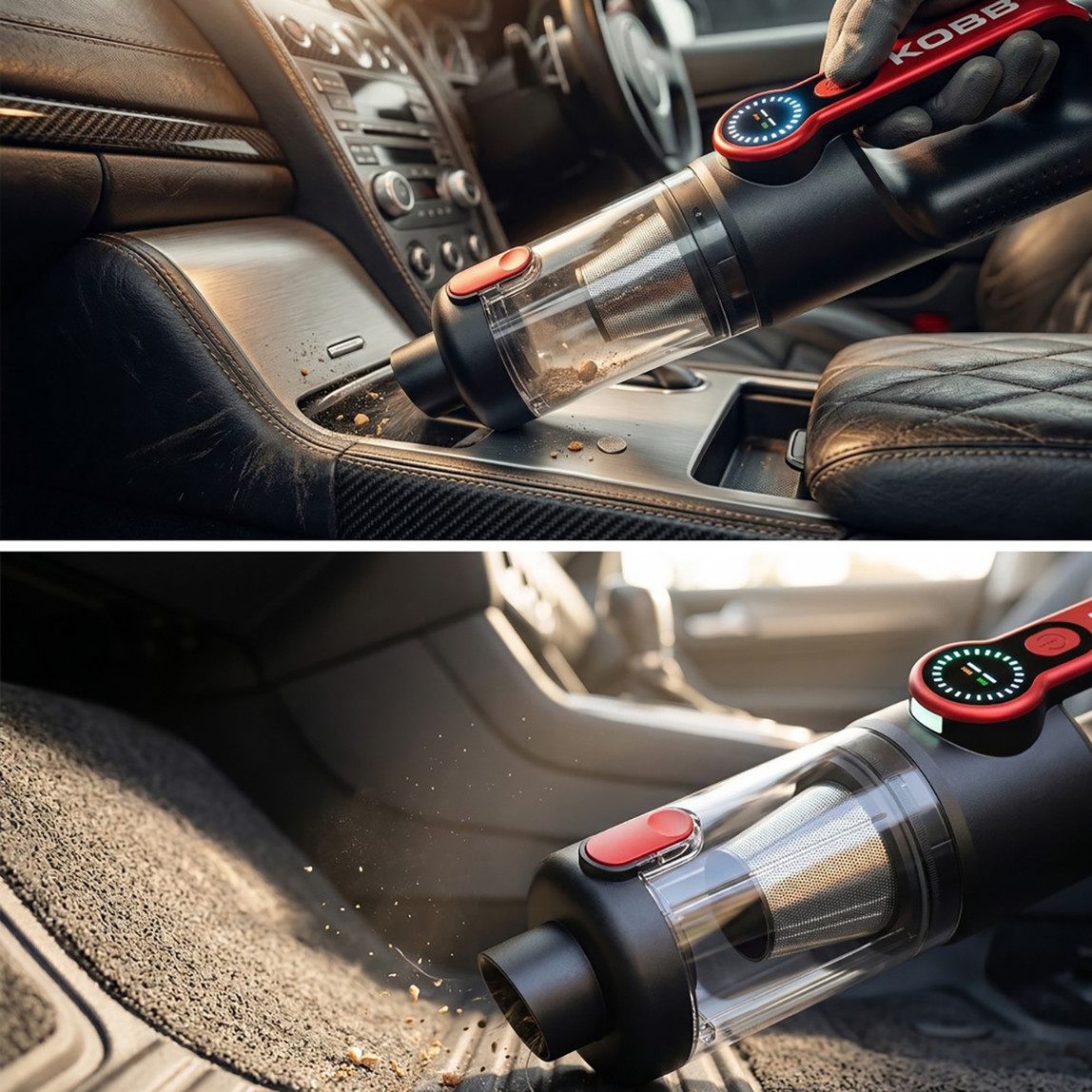    KOBB KBV20 12Volt/ Li-ion Şarjlı Kömürsüz Motor Hibrit Araç Süpürgesi (8 Parça Aksesuar Seti ve Taşıma Çantası) 