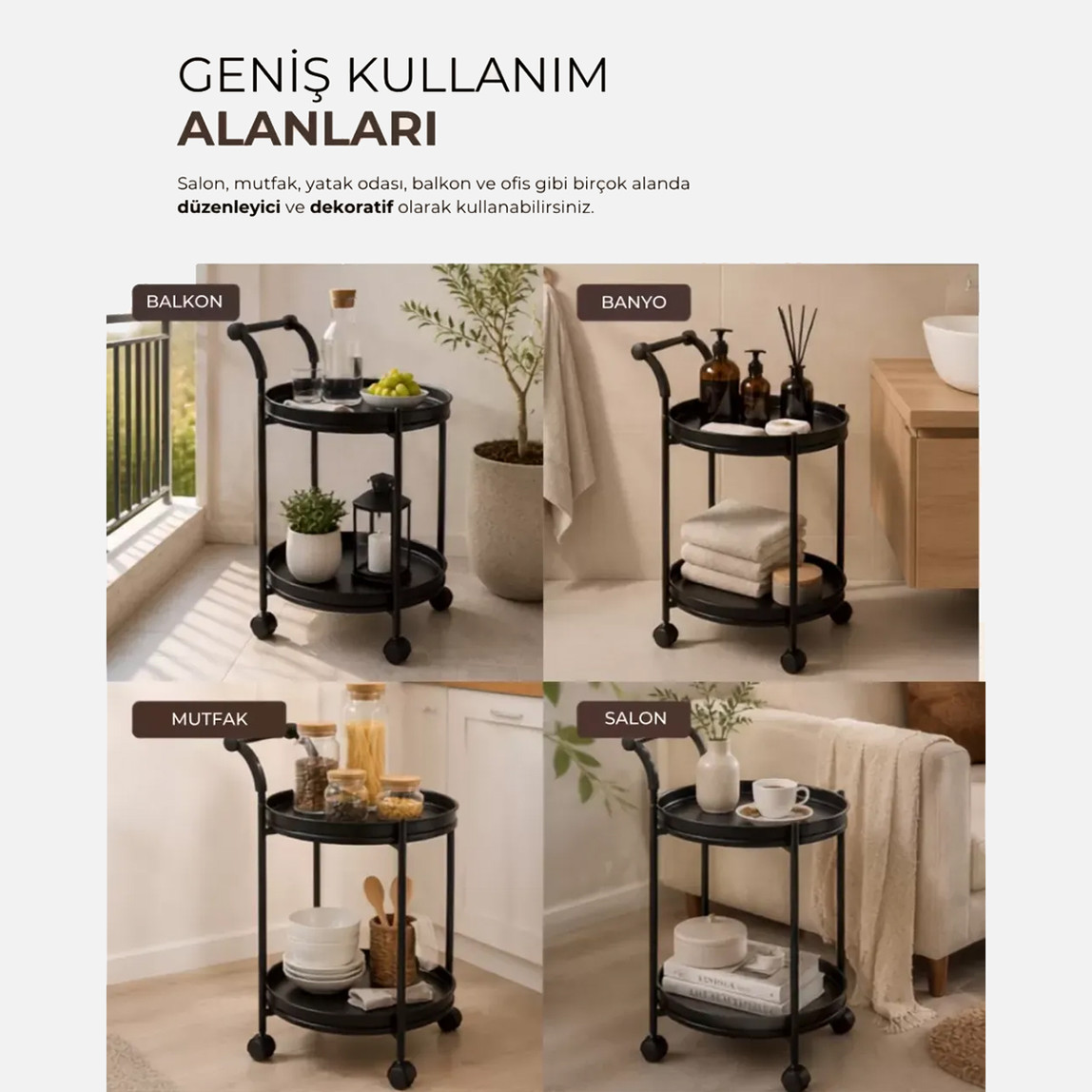    Çift Katlı Tekerlekli Servis Arabası
 