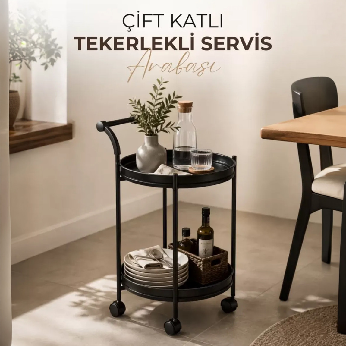    Çift Katlı Tekerlekli Servis Arabası
 