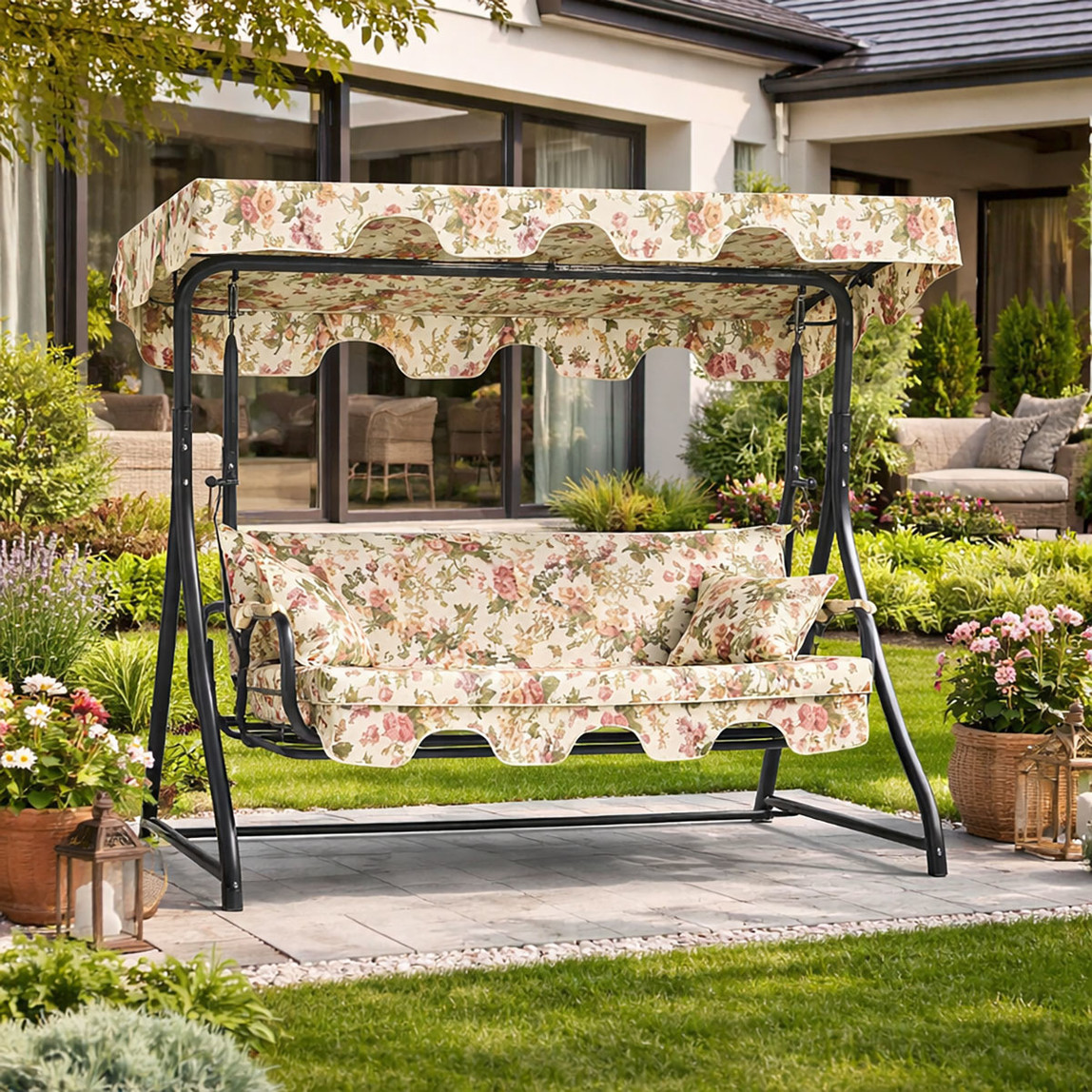    Erinöz Olea 3 Kişilik Yatarlı Bahçe Balkon Teras Salıncağı - Nergis  