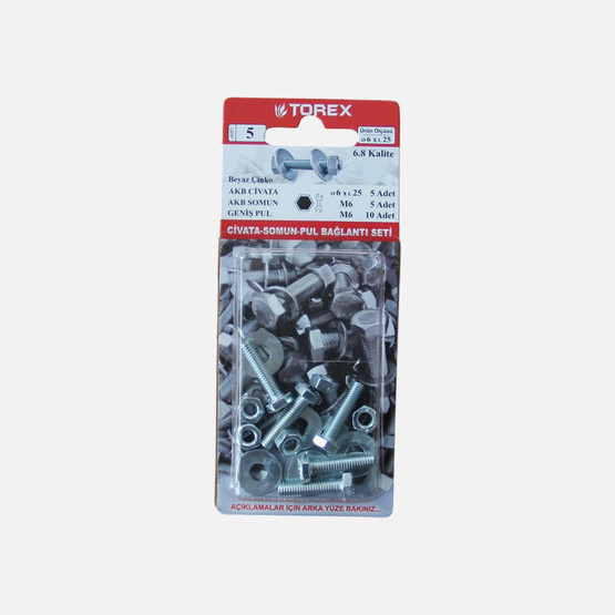Torex M6x25 Civata Somun Pul Bağlantı Seti
