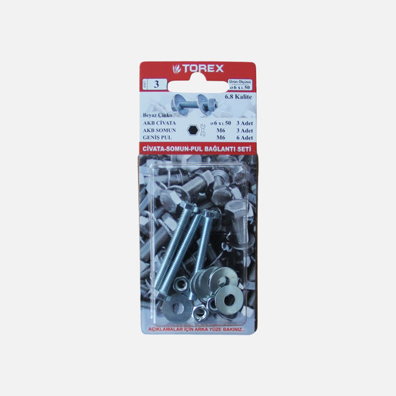 Torex M6x50 Civata Somun Pul Bağlantı Seti