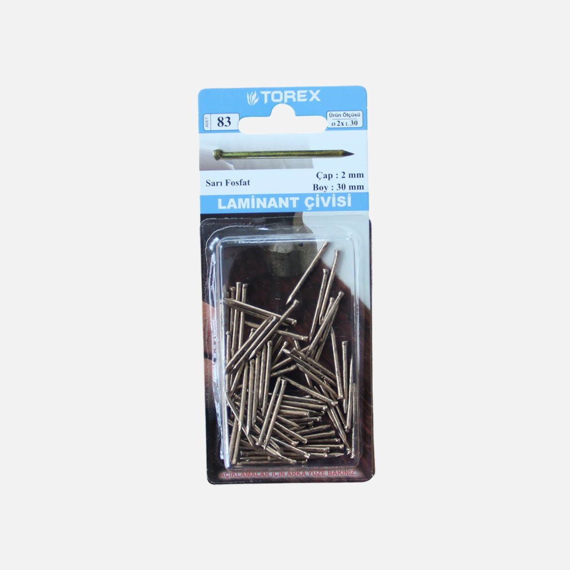    Torex Laminat Parke Çivisi Başsız Sarı Fosfat 2x30 mm 