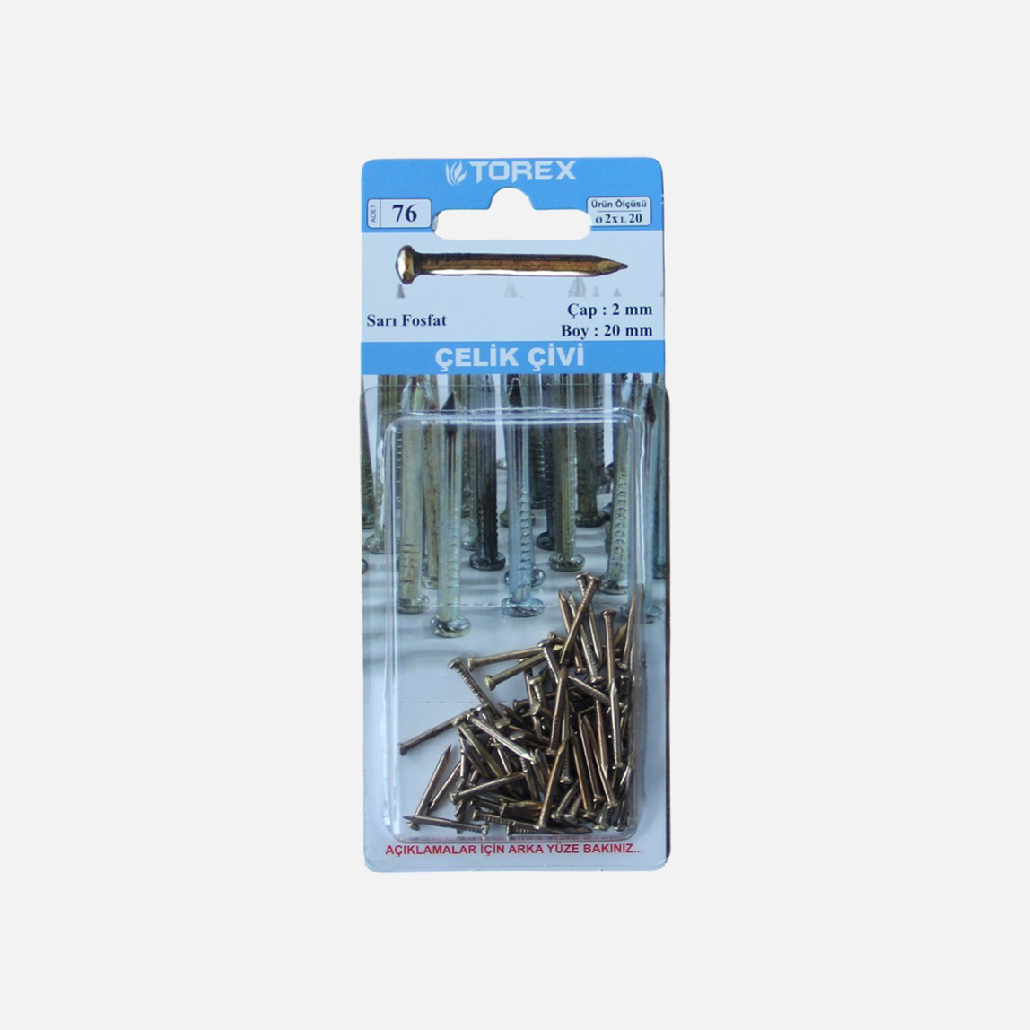    Torex Çelik Çivi Sarı Fosfat 2x20 mm 