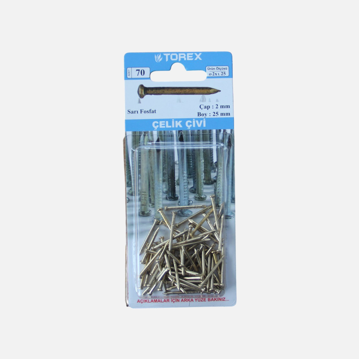    Torex Çelik Çivi Sarı Fosfat 2x25 mm 