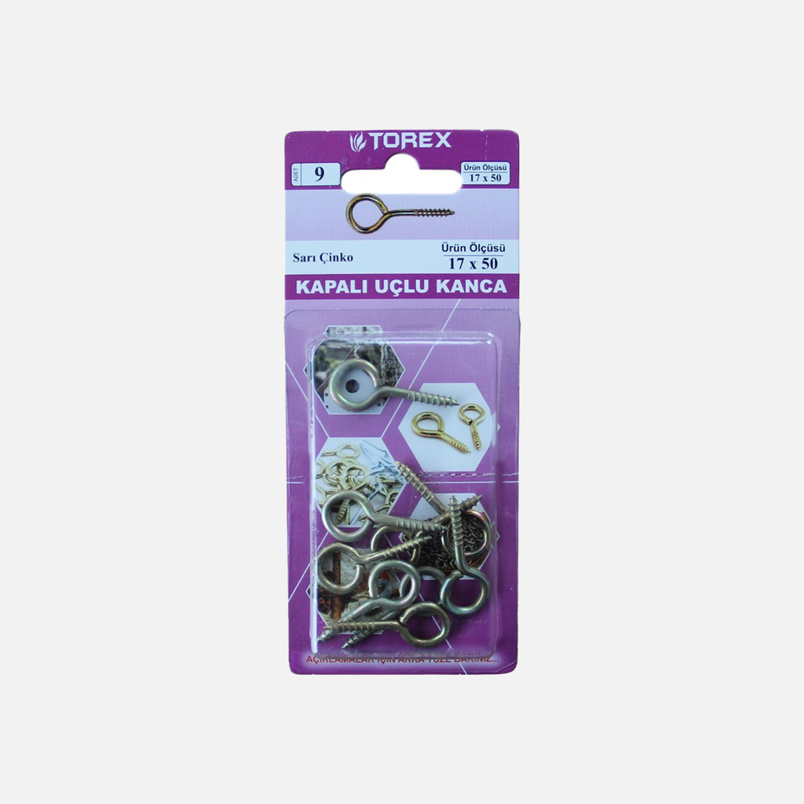    Torex Kapalı Uçlu Kanca 17x50 mm 