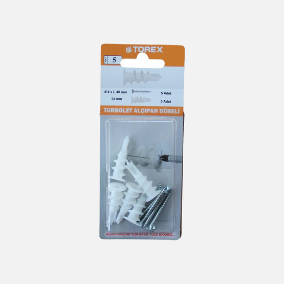 Torex Turbolet Alçıpan Dübeli ve Sunta Vidası LAK 4x40 mm