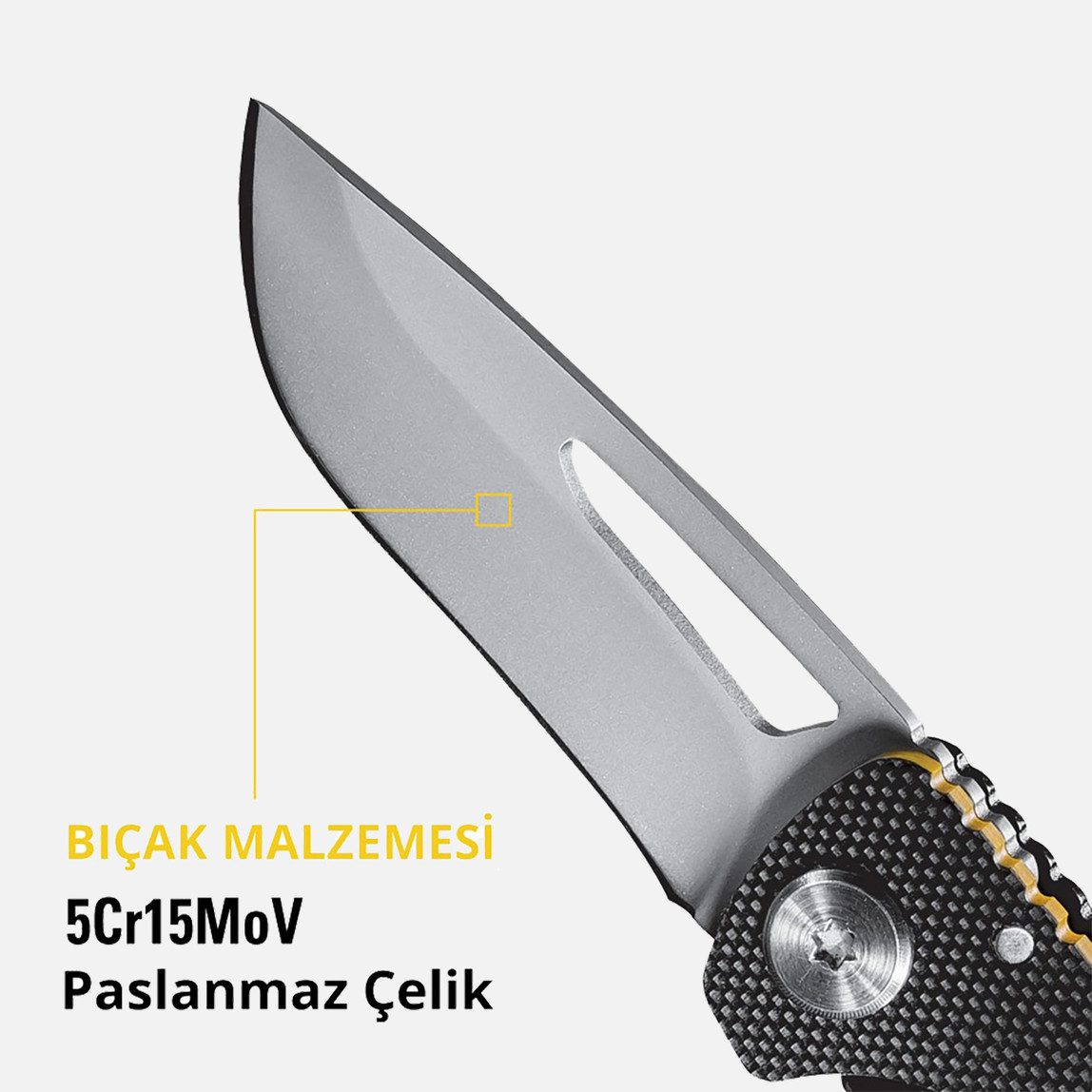    Cat DA980010 Kemer Askı Kancalı Katlanabilir 12CM Paslanmaz Çelik Kamp Çakısı 