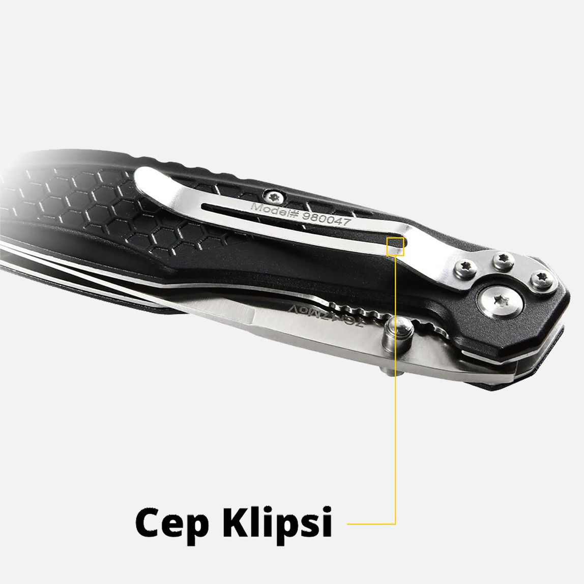    Cat DA980047 Kemer Askı Kancalı Katlanabilir 18CM Paslanmaz Çelik Kamp Çakısı  