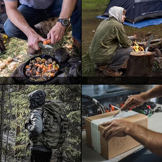 Cat DA980012 3 IN 1 Çok Fonksiyonlu Katlanabilir 20CM Paslanmaz Çelik Siyah Kamp Çakısı Bıçağı 