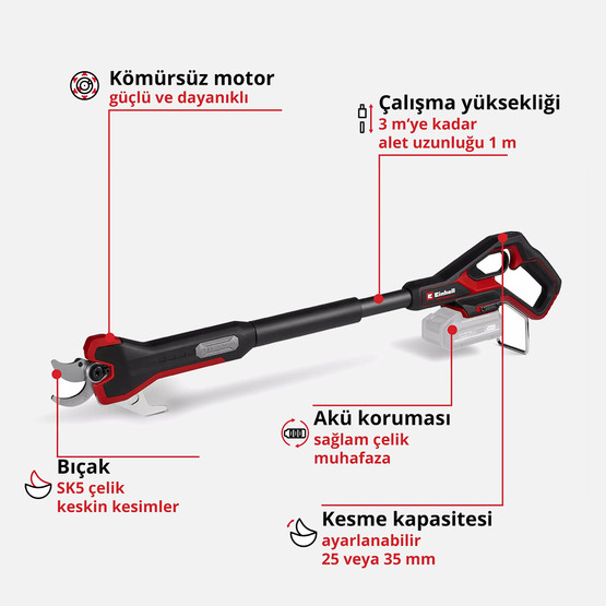 Einhell GP-LS 18/35 Li BL-Solo Profesyonel Akülü Budama Makası (Akü ve Şarj Cihazı Dahil Değildir)