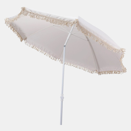 Püsküllü Boho Şemsiye Krem 180 cm 