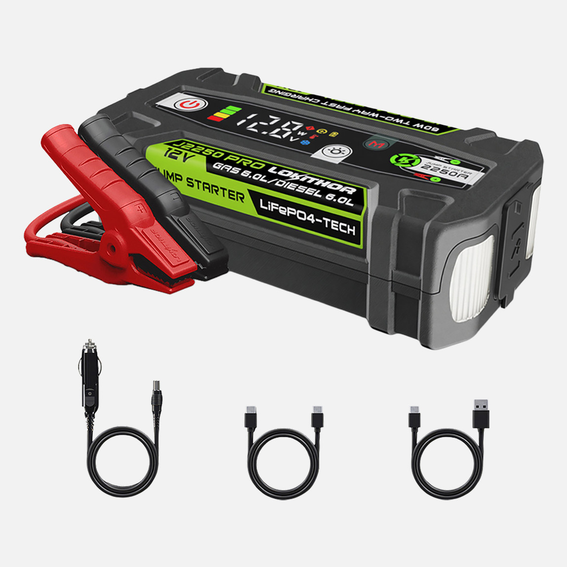    Lokithor J2250PRO 12V 2250Amp LiFePO4 Akıllı Akü Takviye, Powerbank ve Led Lamba 