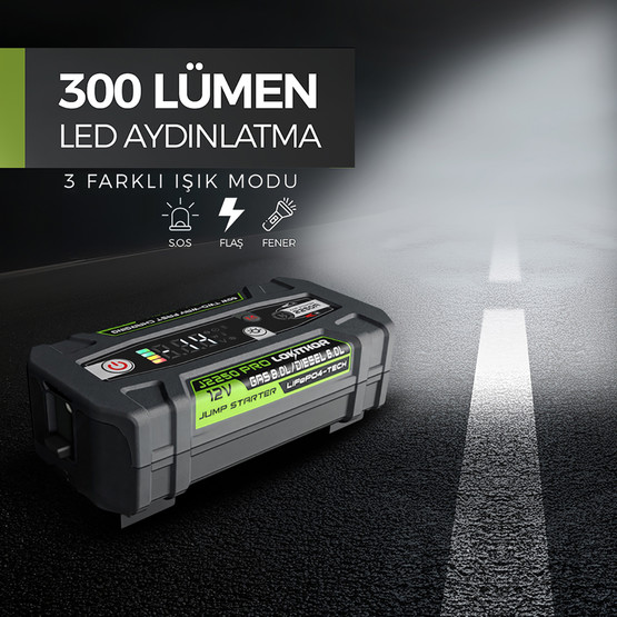 Lokithor J2250PRO 12V 2250Amp LiFePO4 Akıllı Akü Takviye, Powerbank ve Led Lamba