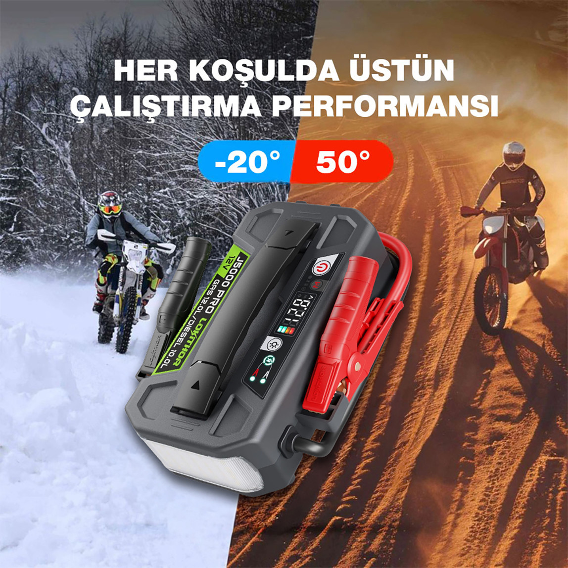    Lokithor J5000PRO 12V 5000Amp LiFePO4 Akıllı Akü Takviye, Powerbank ve Led Lamba 