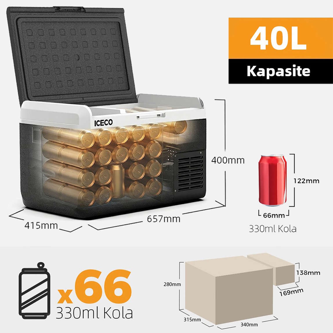    Iceco MCD40D 12/24Volt 40 Litre Kompresörlü Outdoor Oto Buzdolabı 
 