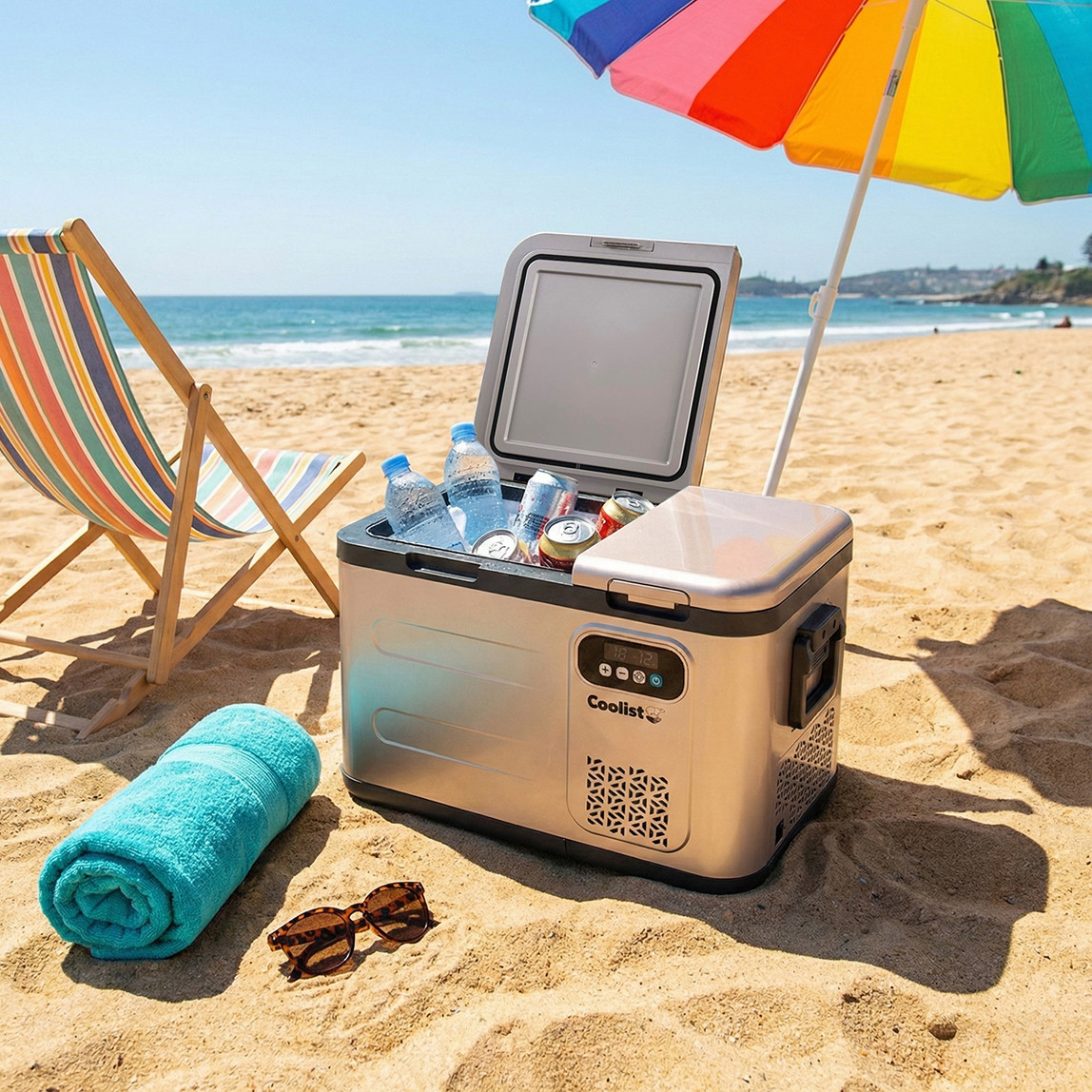    Coolist CLK40D 12/24V/220Volt 39 Litre Çift Bölmeli Outdoor Kompresörlü Bluetooth Bağlantılı Oto Buzdolabı 
 