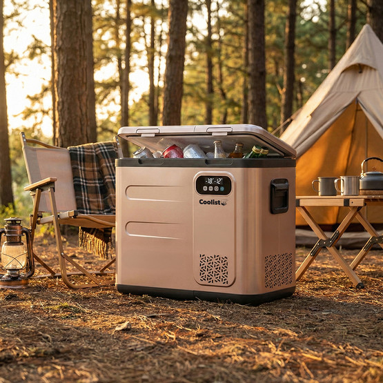Coolist CLK60D 12/24V/220Volt 59 Litre Çift Bölmeli Outdoor Kompresörlü Bluetooth Bağlantılı Oto Buzdolabı 
