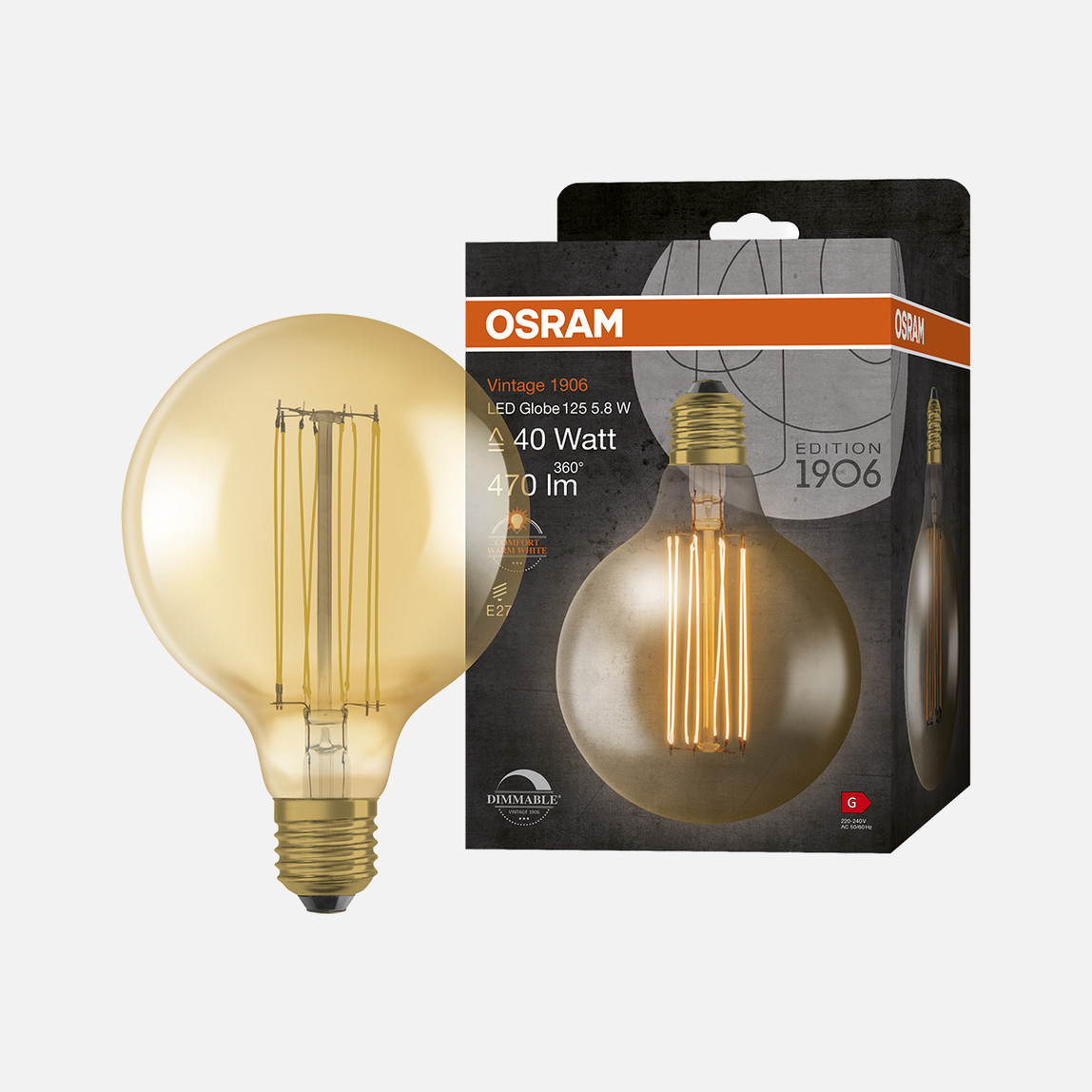    Osram 1906 Globe 5,8W E27 Dimmer LED Ampul 
