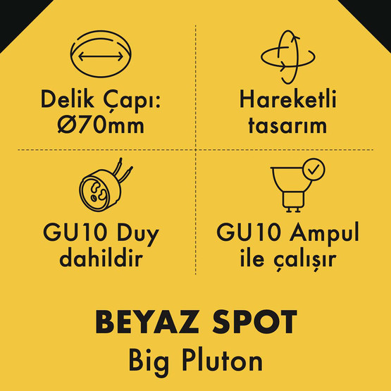 Metsan Big Pluton Spot Beyaz Sıva Altı GU10