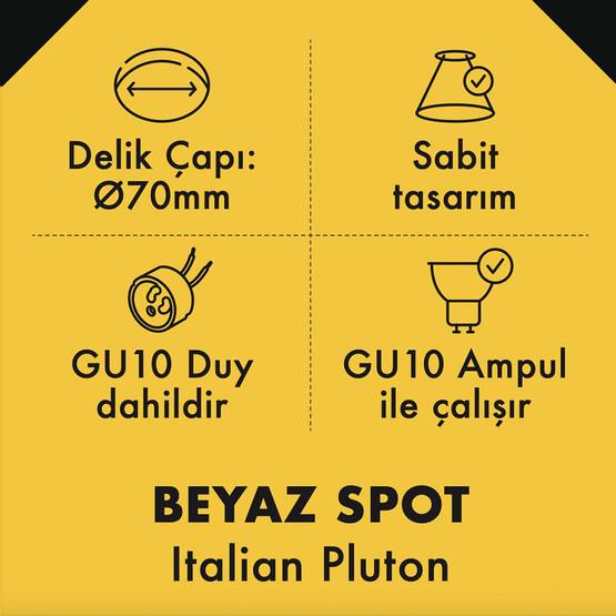 Metsan İtalian Pluton Spot Sıva Altı Beyaz GU10