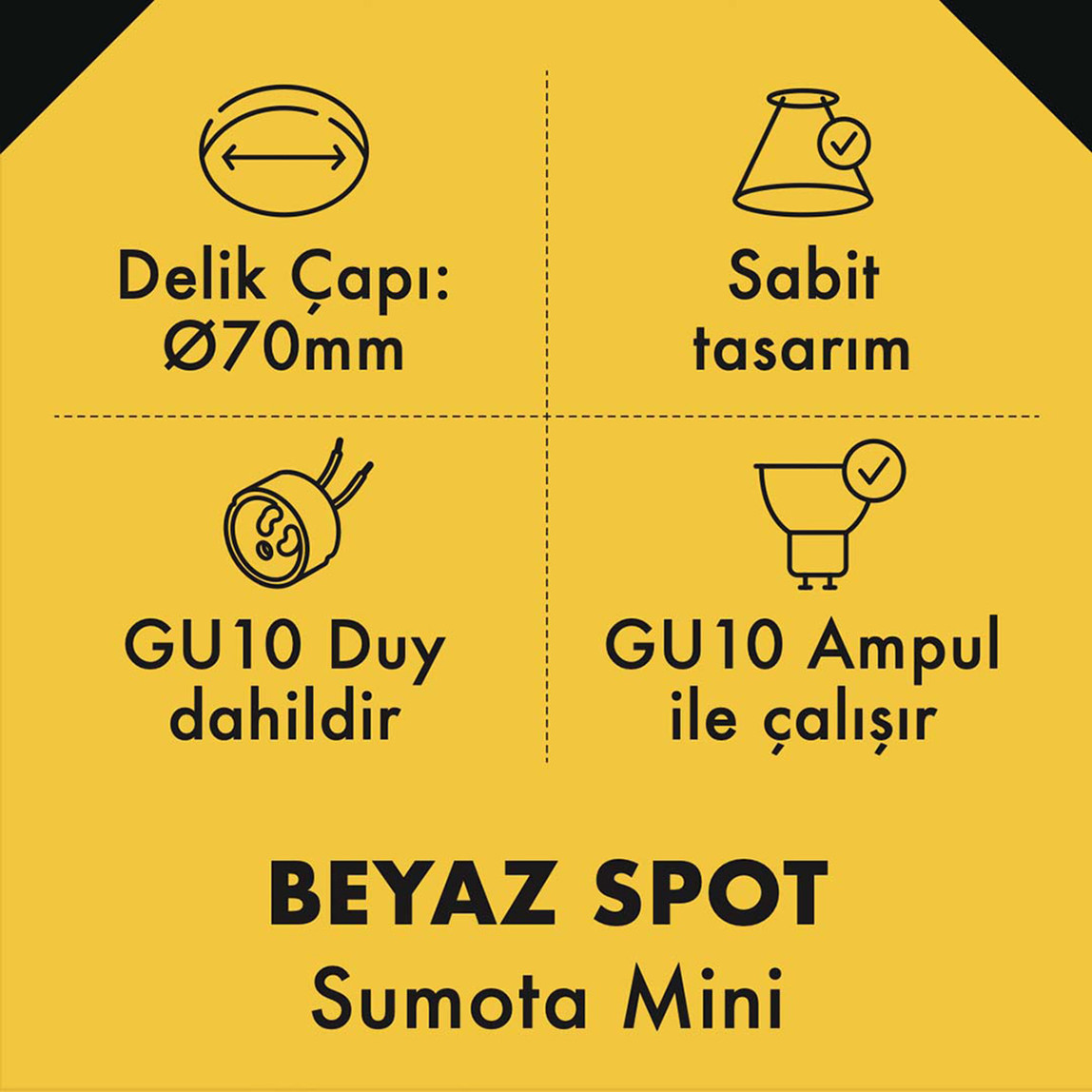    Metsan Sumota Mini Spot Sıva Altı Beyaz GU10 
