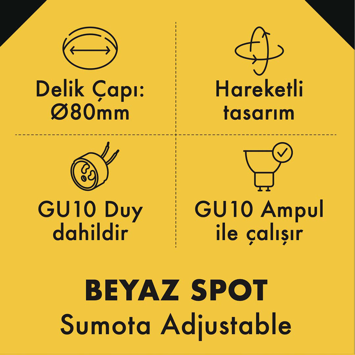    Metsan Sumota Spot Sıva Altı Beyaz GU10 