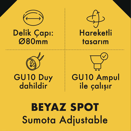 Metsan Sumota Spot Sıva Altı Beyaz GU10