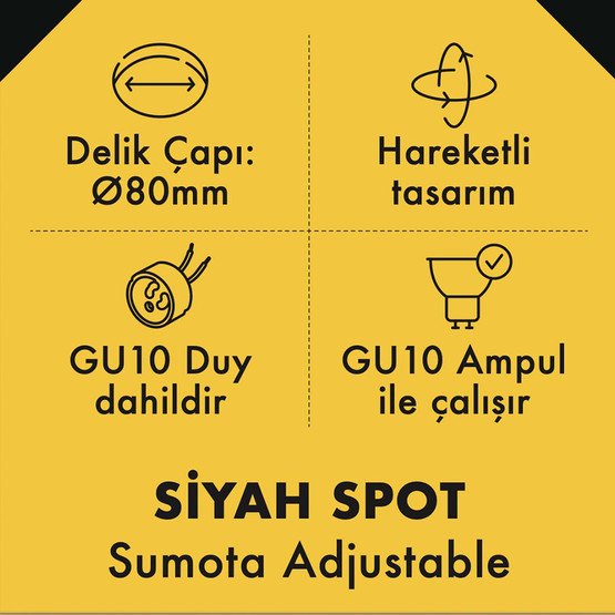 Metsan Sumota Spot Sıva Altı Siyah GU10