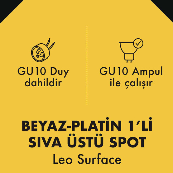 Metsan Leo Tekli Spot Sıva Üstü Beyaz GU10