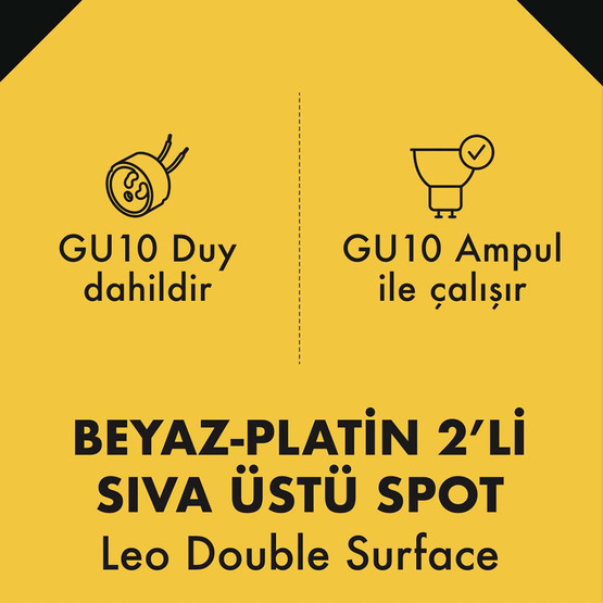 Metsan Leo 2’Li Spot Sıva Üstü Beyaz GU10