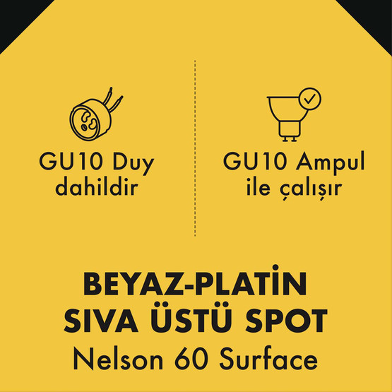 Metsan Nelson 60 Spot Sıva Üstü Beyaz GU10