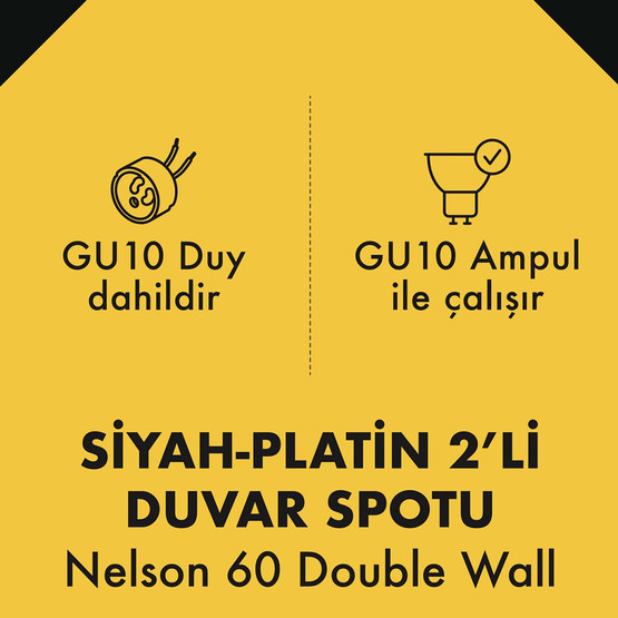 Metsan Nelson 60 2’Li Spot Aplik Siyah GU10
