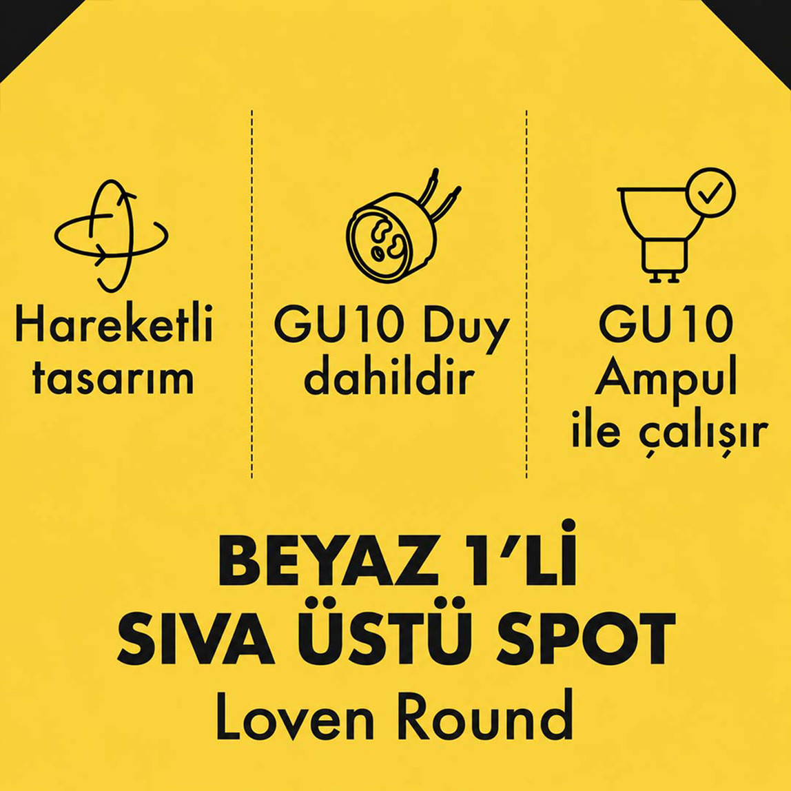    Metsan Loven Yuvarlak Tekli Spot Sıva Üstü Beyaz GU10 