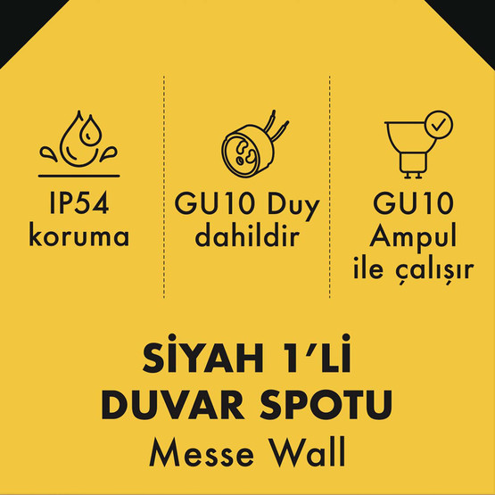 Metsan Messe Tekli Spot Aplik Siyah GU10