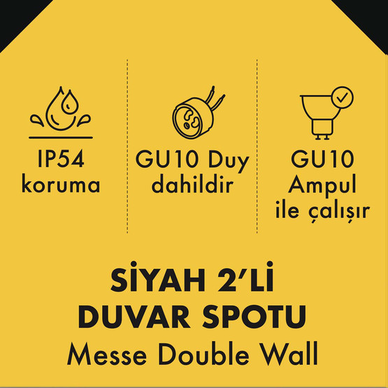 Metsan Messe 2’Li Spot Aplik Siyah GU10
