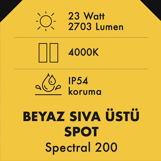 Metsan Spectral 23W Sıva Üstü Spot Beyaz 4000K