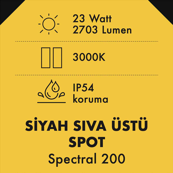 Metsan Spectral 23W Sıva Üstü Spot Siyah 3000K
