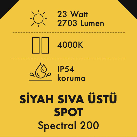 Metsan Spectral 23W Sıva Üstü Spot Siyah 4000K