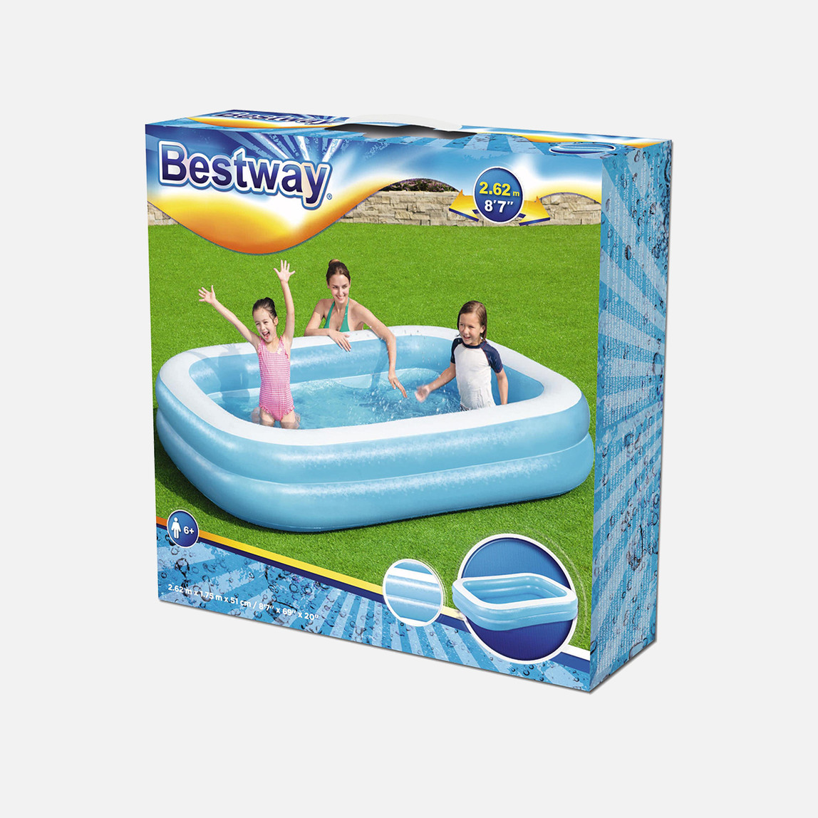    Bestway 54006 Mavi Dikdörtgen Şişme Havuz 2,62 m  