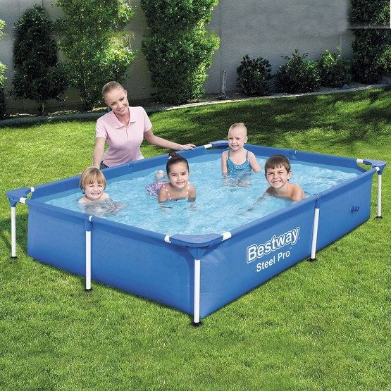 Bestway 56401 Steel Pro Yer Üstü Prefabrik Dikdörtgen Havuz 2,21 m x 1,50 m x 43 cm 