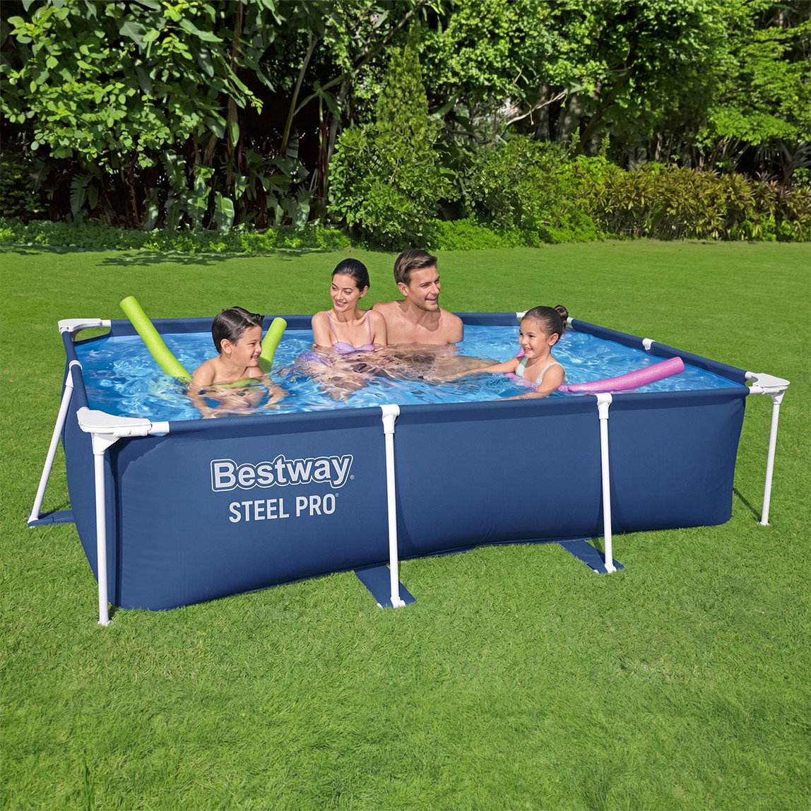    Bestway 56403 Steel Pro Dikdörtgen Yerüstü Prefabrik Havuz 2,59 m x 1,70 m x 61 cm 