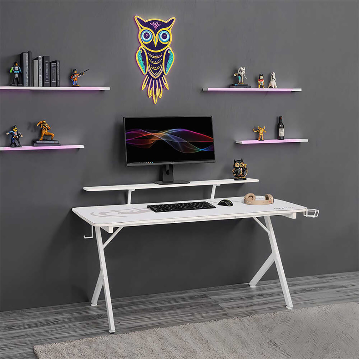    Adore Ryze Castle Karbon Fiber RGB Oyuncu Masası Beyaz 